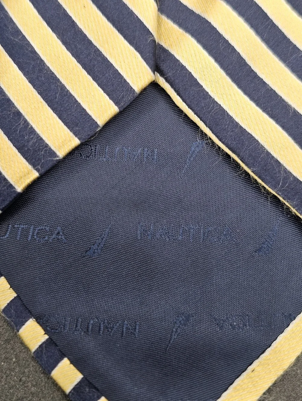 Nautica Men's Blue and Gold Striped Silk Necktie Classic Business Neck Wear